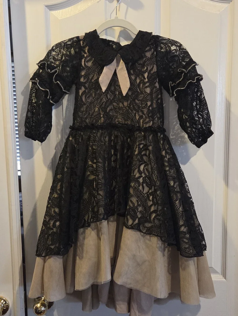 Mia Joy Joyfolie Girls Lace Tiered Ruffle Dress black Steampunk goth Size 5